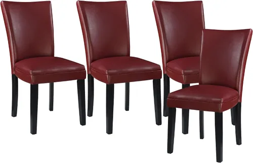 Miniatura 29 de Parsons CY1331BL - Juego de 2 sillas de comedor con patas de madera maciza, sillas laterales de piel sintética para cocina con asiento tapizado