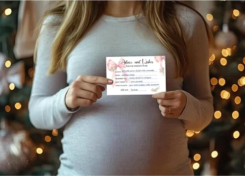 Miniatura 6 de 50 tarjetas de consejos de baby shower con lazo rosa para juegos de baby shower, consejos de lazo y tarjetas de deseos para padres nuevos