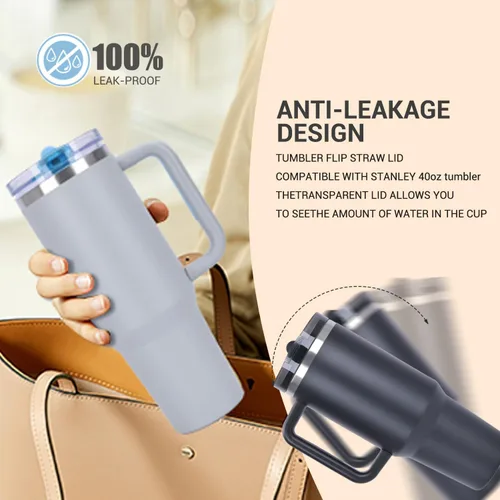 Miniatura 4 de Quencher ProTour - Vaso térmico de 40 onzas con asa - Botella de agua de acero inoxidable 100% a prueba de fugas aislada al vacío 2 tapas