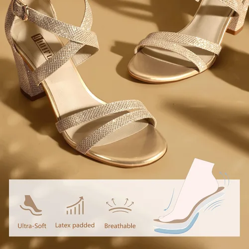 Miniatura 5 de IDIFU Sandalias de vestir IN3 Gita con tacón de bloque abierto y tiras para mujer, para bodas, noches y bailes de graduación