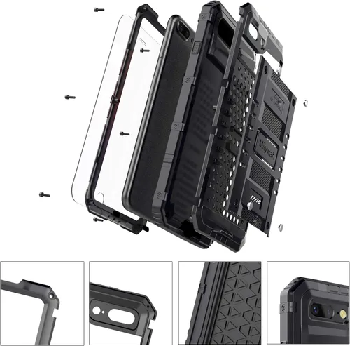 Miniatura 6 de Mitywah Funda impermeable para iPhone 7/iPhone 8 / iPhone SE 2020, funda de metal resistente de grado militar, protección de cuerpo completo