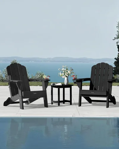 Miniatura 2 de Silla Adirondack plegable, silla Adirondack de HDPE con 2 soportes para tazas, sillas para fogatas al aire libre de fácil montaje para patio