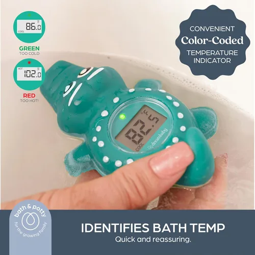 Miniatura 3 de Dreambaby Termómetro flotante de baño de cocodrilo, monitoreo de temperatura del agua para recién nacidos, bebés, niños pequeños, juguete