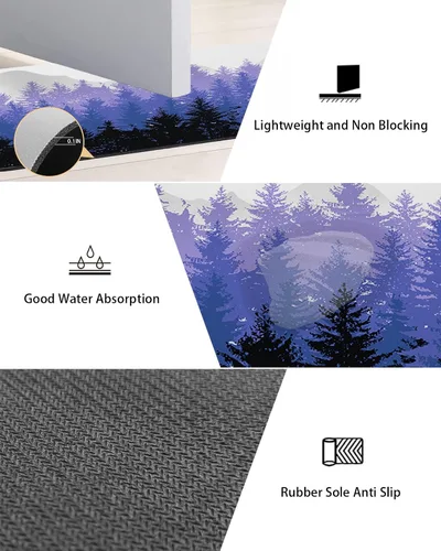 Miniatura 3 de Tapete de baño de bosque negro morado para bañera, antideslizante, de secado rápido y absorbente, de tierra de diatomeas, para fregadero de cocina