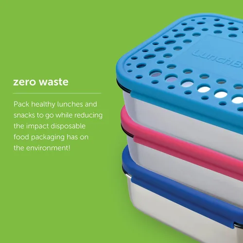 Miniatura 6 de LunchBots Medium Uno - Recipiente para sándwiches de acero inoxidable, diseño abierto para envolturas, ensaladas o comidas pequeñas, ecológico, apto