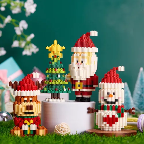 Miniatura 7 de Bloques de construcción de Navidad compatibles con Lego, muñeco de nieve de Navidad, micro bloques apilables, juguetes nuevos, caja de regalo