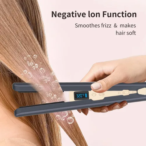 Miniatura 8 de Plancha de pelo inalámbrica y rizadores con placa de cerámica de grado de diamante, iones negativos, plancha plana que reduce el encrespamiento, más