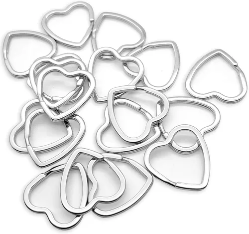 Miniatura 8 de Oubaka 30 llaveros divididos en forma de corazón, llaveros de metal para manualidades para la organización del hogar, oficina, proyectos de artes