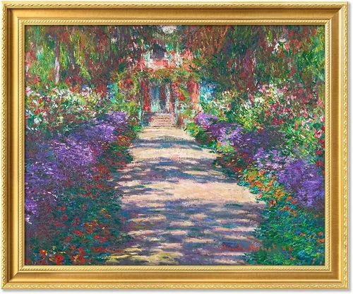 Miniatura 11 de IPIC - Reproducción artística de los lirios de agua de Claude Monet 1906, impresiones giclée coinciden con el marco dorado clásico, arte de pared