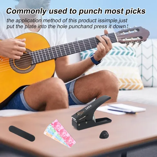 Miniatura 7 de paquete de regalo de lujo para hacer púas de guitarra DIY, cortador de púas de guitarra premium, 16 tiras de clip de paleta y una lima para suavizar