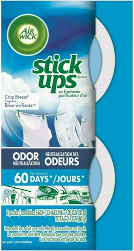 Air Wick Ambientador de coche Stick Ups, Crisp Breeze (el embalaje puede variar), paquete de 3 con 2 unidades cada uno