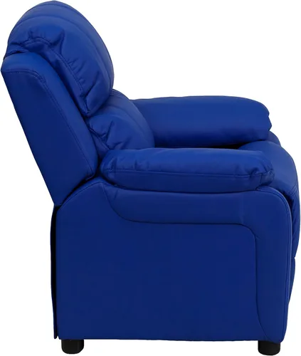 Miniatura 6 de EMMA + OLIVER Sillón reclinable infantil de vinilo azul acolchado de lujo con brazos de almacenamiento