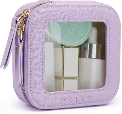 Miniatura 25 de Prite Bolsa de maquillaje transparente, estuche organizador de cosméticos, bolsa de aseo de viaje impermeable, bolsa para el cuidado de la piel