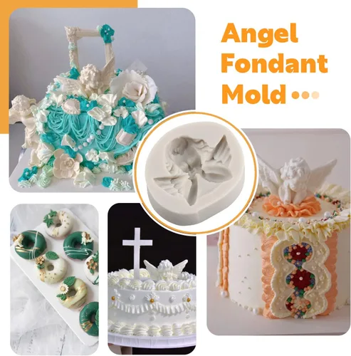 Miniatura 4 de Sijiangmold - Molde para fondant de ángeles para bebé, querubín, para decoración de tartas, moldes de silicona para baby shower, decoración