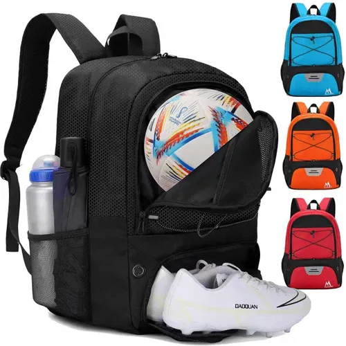 Miniatura 14 de Hsmihair - Bolsa de fútbol - Mochila de fútbol y mochila para fútbol, voleibol y baloncesto, con compartimento para pelota y tacos separados Azul