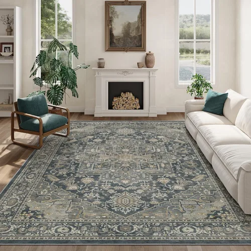 Miniatura 62 de Rugland Alfombra de entrada de 2 pies 6 x 8 pies, resistente a las manchas, alfombra antideslizante para pasillo, alfombras tribales vintage