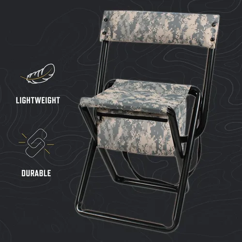Miniatura 6 de Rothco Taburete plegable de lujo con respaldo y bolsa - Asiento portátil para aventuras al aire libre Camuflaje del bosque