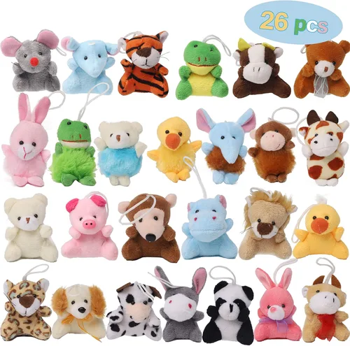 Juegoal Paquete de 26 Mini Juguetes de Peluche de Animales de Navidad, Lindo Juego de Llaveros de Animales de Peluche Pequeños, Rellenos de Bolsas