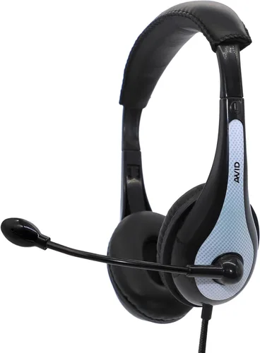 Avid Auriculares AE-36 en blanco con micrófono de pluma ajustable para escuela, aula, educación, pruebas y evaluación