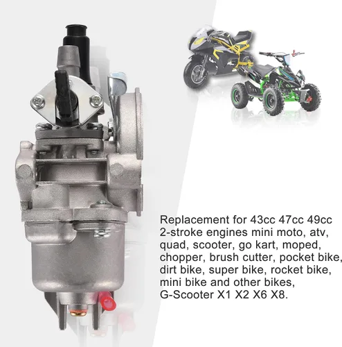 Miniatura 5 de GOOFIT Carburador PZ13 de 0.512 in para 47cc 49cc Pocket Bike 2 Stroke Engine Mini Carb Quad ATV Motocicleta Dirt Bike