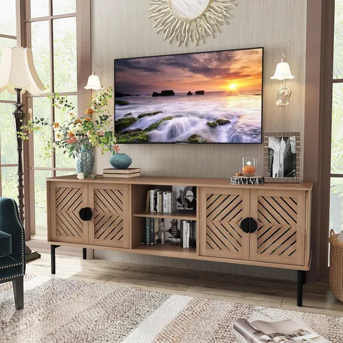 Miniatura 9 de ARTPOWER Soportes de TV modernos de 63 pulgadas para sala de estar, centro de entretenimiento largo con almacenamiento, consola de TV para TV de 55