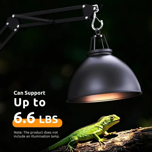 Miniatura 4 de Soporte para lámpara de reptiles, altura libremente ajustable (15.7 a 74.4 pulgadas) con brazo oscilante ajustable de 360°, soporte de lámpara