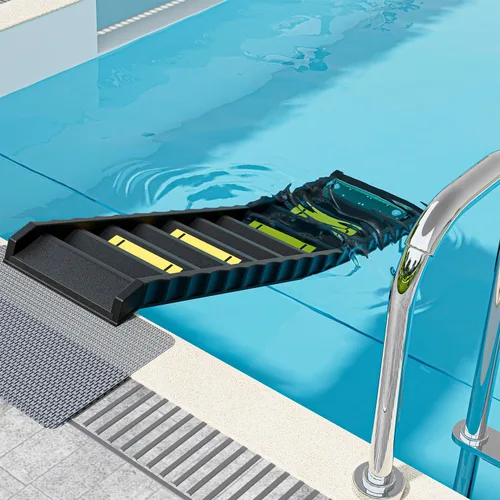 Miniatura 3 de Rampa plegable para piscina para perros con patas de 33 pulgadas para ajuste de altura libre, rampa de agua segura y de fácil acceso para perros