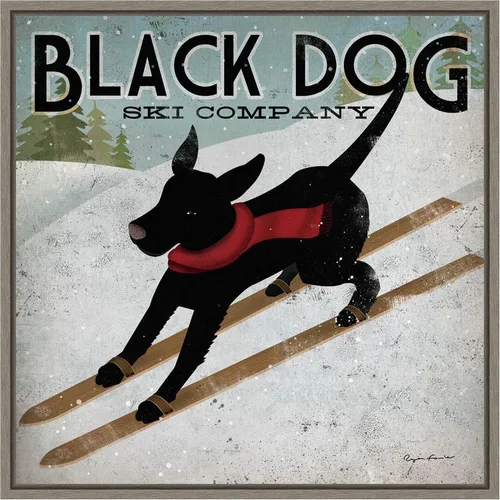 Miniatura 7 de Amanti Art Lienzo enmarcado para pared, diseño de perro negro (cuadrado) de Ryan Fowler (16 pulgadas de ancho x 16 pulgadas de alto), marco negro