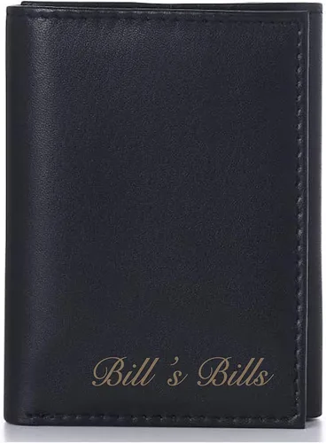 Miniatura 3 de Personalizado Negro Cuero Genuino Trifold Wallet Grabado Gratis - Se envía desde Estados Unidos, Billetera de cuero negro triple para dinero