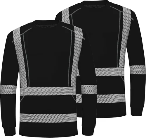 Miniatura 8 de ProtectX Camisas de manga larga de alta visibilidad, camiseta de seguridad reflectante de alta visibilidad para hombres y mujeres, camisa de Azul