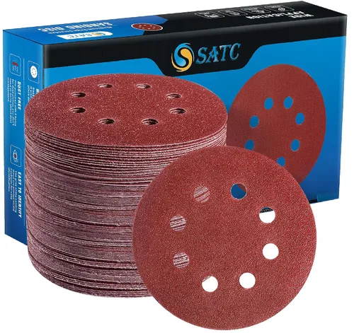 S SATC - 72 discos de lija adhesivos de gancho y bucle de 5 pulgadas de 8 agujeros para lijadora orbital aleatoria 40 60 80 120 180 240 320 granos