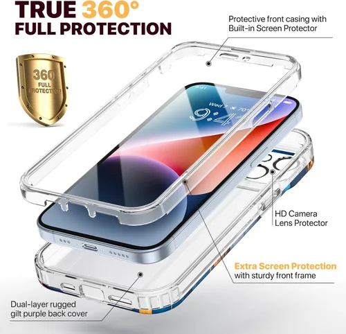 Miniatura 150 de Diaclara Funda diseñada para iPhone 16, mejorada [protección completa de la cámara], carcasa resistente de cuerpo completo con protector de pantalla
