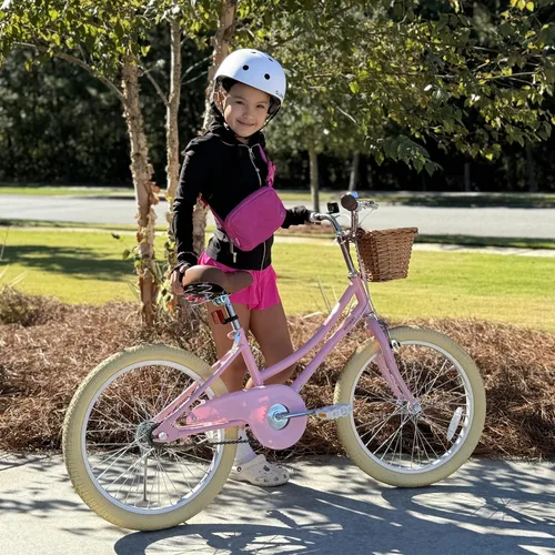 Miniatura 8 de Petimini Vintage Kids Bike for Girls, 12–20 Inch Classic Bicycle with Wicker Basket & Bell, High Tensile Steel Frame, Training Wheels (12–18”), 85%