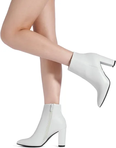 Miniatura 7 de DREAM PAIRS - Botines de tacón grueso para mujer, botas hasta el tobillo con punta puntiaguda