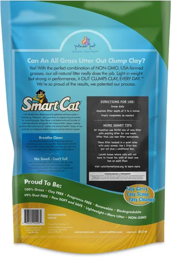 Miniatura 4 de SmartCat Arena natural para gatos, 20 libras (320 onzas, 1 paquete) – Alternativa a la arena de arcilla y pellets – Libre de productos químicos