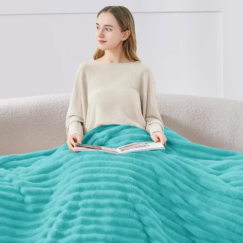 Miniatura 3 de BEDELITE Manta de forro polar para sofá, 10.58 oz/m², suave y cálida, manta acuática esponjosa, manta decorativa y de regalo para mujeres, hombres