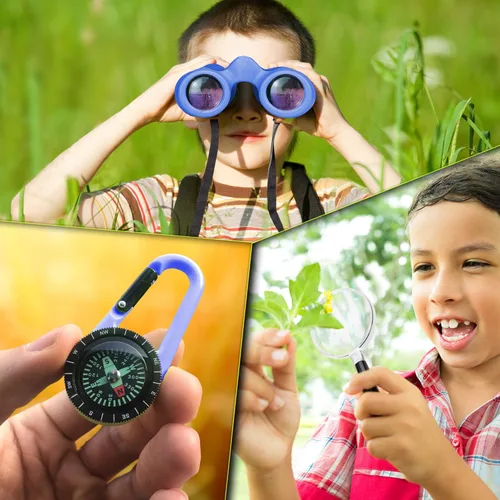 Miniatura 9 de Binoculares para niños – Juguete perfecto para niños pequeños y niñas – Juego extenso que incluye lupa y brújula – Potente aumento 8 x 21 – niños