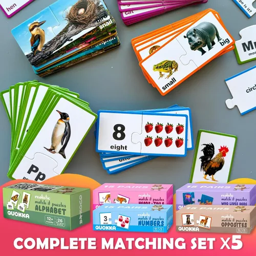 Miniatura 6 de QUOKKA 5X MEGASET Realistic Puzzles for Toddlers 3-5 - Matching Games for Kids Ages 2-4 - Numbers Animals Opposites ABC Learning for Toddlers 1-3