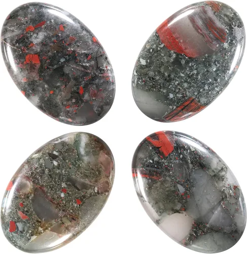 Miniatura 4 de Rockcloud Piedra de sangre pulida de África, piedra de palma ovalada para aliviar la ansiedad, el estrés, decoración de mesa de oficina en casa