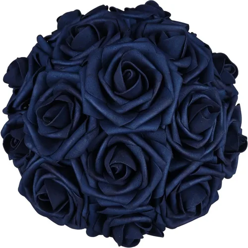Miniatura 8 de 50 piezas Flores Artificiales, Rosas de Espuma Artificiales de Tacto Real Decoración Bricolaje para Boda Dama de Honor Ramo Nupcial Centros de Mesa