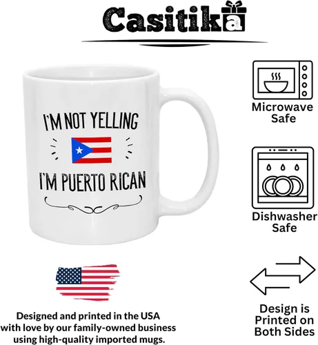 Miniatura 2 de Casitika Recuerdos y Regalos Graciosos de Puerto Rico. No Estoy Gritando, Soy Puertorriqueño Taza de Café. Idea de Regalo para Hombres y Mujeres