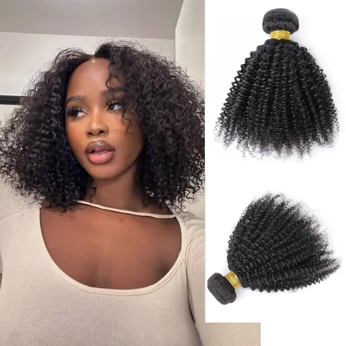 Miniatura 66 de Extensiones de cabello humano afro rizado 4B 4C Afro Kinky a granel de cabello humano virgen sin procesar para mujeres, negro natural, 8 pulgadas