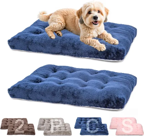 Miniatura 17 de POMIU Paquete de 2 camas lavables para perros, camas de felpa de lujo con antideslizante, lavable a máquina, tapete para dormir para perros grandes