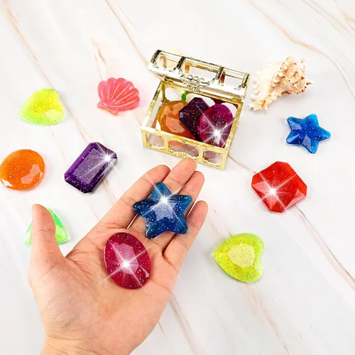 Miniatura 6 de MARFOREVER 18 piezas de juguetes grandes de piscina de gemas de buceo – 16 gemas de buceo coloridas sumergidas bajo el agua, juguetes de piscina