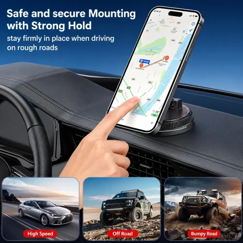 Miniatura 7 de Soporte magnético para teléfono de automóvil, compatible con MagSafe, soporte de automóvil con succión al vacío de 108 libras, soporte magnético