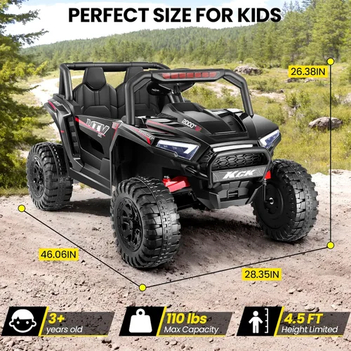 Miniatura 5 de Hikole Juguetes de paseo de 24 voltios para niños grandes de 2 plazas, 4WD UTV para niños, autos para niños y niñas con control remoto para padres