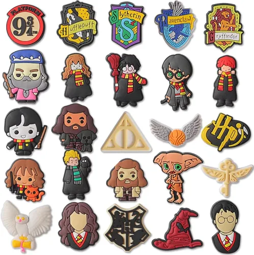 YaqinZ25Pcs Cute Harry Cartoon Shoe Charms Decoration for Boys Girls Men Women. Trendy Designer Accessory for Clog Shoes Party Gifts