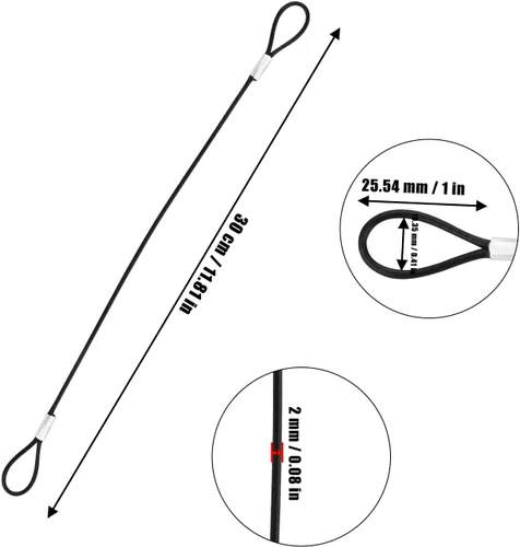 Miniatura 2 de 10 cables de alambre de acero inoxidable con bucles de 12 pulgadas, cuerda de alambre recubierta de vinilo de 12 pulgadas, cadenas de seguridad