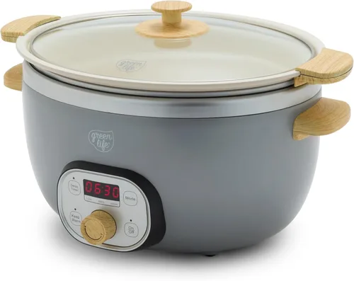 Miniatura 15 de GreenLife Olla de cocción lenta de 6QT, olla de cerámica antiadherente no tóxica sin PFAS, recipiente interior extraíble, programable, apta