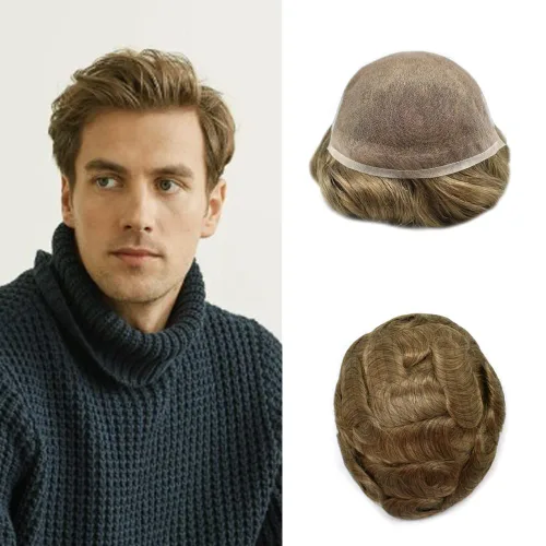 Miniatura 79 de Mens Toupee Hair Piece Human Hair Replacement System For Men Soft French Lace Men Hair System Hairpieces For Men Toupee For Men Protesis Capilar